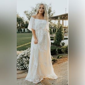Baltic Born Leon Off Shoulder Maxi Dress | White, Size S, NWT